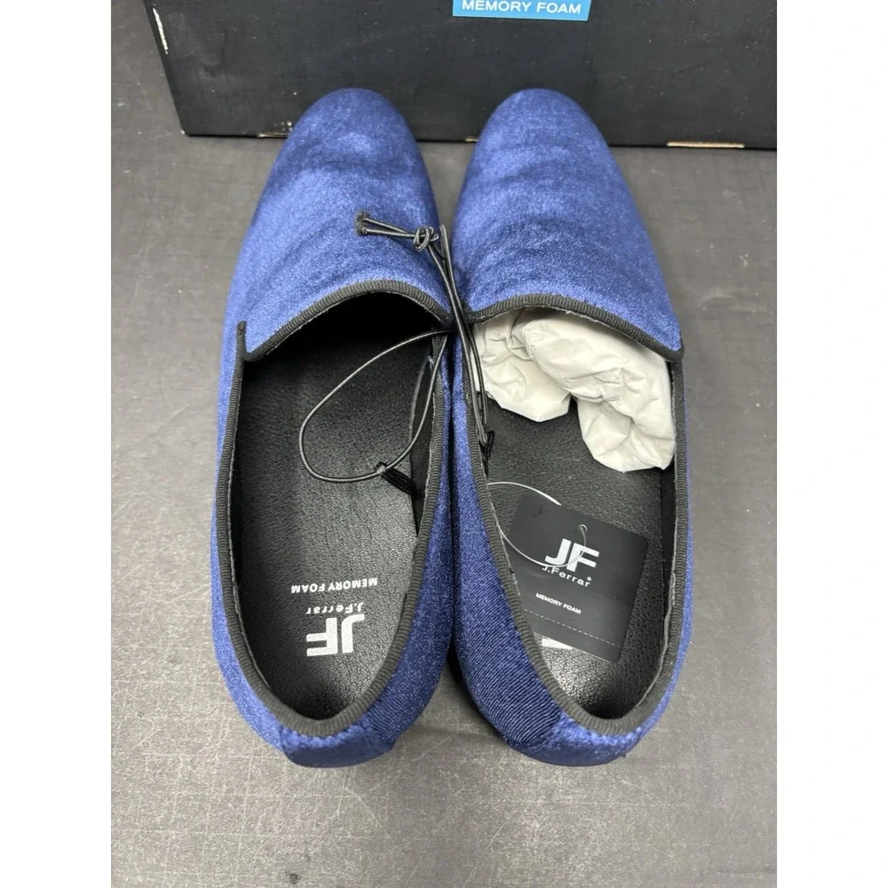 JF J. Ferrar Size 10.5 Medium Navy Velvet Dress Shoes NEW‎